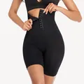 Professional high-waisted seamless body shaper with double-row hook and eye closure in black - XS/S / Bottoms / Black