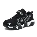 Lightweight breathable mesh running sneakers for boys in black and white finish - Black and White