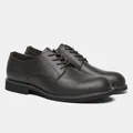Vista dettagliata delle scarpe Oxford da uomo in pelle marrone scuro con suole nere - 46 / Marrone Scuro (KD6675)