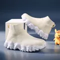 Comfortable cream white kids high-top fly-knit sock sneakers with breathable design - 26 / Beige