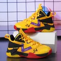 Youth basketball shoes featuring breathable yellow mesh and multi-color sporty design - 30 / Black Yellow