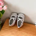 Detailed view of silver baby girl princess shoes with soft soles and bow accents - Size 22 (14.5CM) / Silver