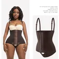 Body contenitivo marrone scuro da donna con spalline regolabili e chiusura a gancetti frontale - Taglia S / Top E Pantaloni / Caffè