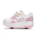 Patins à roulettes rétractables à deux roues roses et blancs pour filles de 6 à 12 ans - 31 / Rose