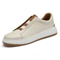 Mocasines informales de cuero beige para hombre con bandas elásticas en color marrón - 38 / Sin Cordones (2370) / Beige (2370)