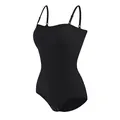 Professional black ribbed tummy control bodysuit shapewear with adjustable straps - S / Dresses / Black