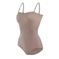 Seamless tummy control shapewear bodysuit in beige with thin adjustable straps for women - S / Dresses / Nude