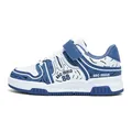 Zapatilla deportiva casual para niños en azul y blanco con correa y logo ABC SHIELD - Luna Blanca