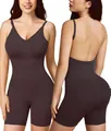 Body faja sin costuras marrón oscuro con espalda descubierta y control de abdomen y glúteos - S / Top Y Pantalón / Café