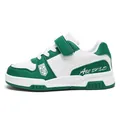 Sneaker sportive casual in pelle verde e bianca per bambini con cinturino velcro - Bianco Verde