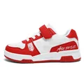 Sneakers classiche in pelle rossa e bianca per bambini con velcro per ragazzi e ragazze - Bianco Rosso