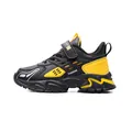 Baskets de course légères pour garçons en noir et jaune avec sangle velcro durable - Noir Jaune