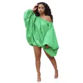 Abito verde oversize con spalle scoperte e voluminose maniche a lanterna moda - Taglia S / Vestiti / Verde