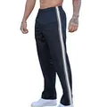 Men's loose navy blue straight-leg sweatpants with white side stripes - S / Navy Blue