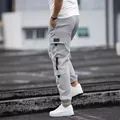 Men's fashionable grey multi-pocket cargo pants in high street style with cuffed ankles - S / Bottoms / Light Gray