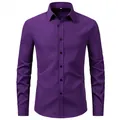 Detailed look at a professional men's long-sleeve purple dress shirt for formal use - Purple