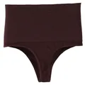 Hoch taillierte Bauchweg-Tanga-Shapewear in Burgund für Damen mit Rautenstruktur - M / Unterteile / Dunkelrot