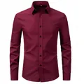 Front view of men's burgundy long-sleeve dress shirt with button-down collar - M / Tops / Burgundy