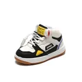 Zapatillas altas de patchwork para niños con suelas blandas y cómodas, blanco y negro. - Talla 21 / Longitud interior aprox. 14cm / Negro