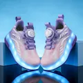 Purple children's LED roller shoes with double wheels and rechargeable flashing lights - 28 / Pink Purple