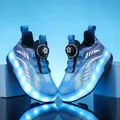 Blue LED light-up roller shoes for kids with rechargeable dual wheels and rotary buckle - 28 / Sky Blue