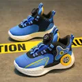 Boys' stylish blue basketball shoes with breathable mesh and quick rotary dial buckle - 30 / Blue Black