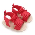 Rote Lauflernschuhe für Mädchen mit Fransen und weicher Sohle für den Sommer - Rot
