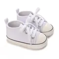 Classic white canvas baby sneakers for 0-1 year old boys and girls casual walking shoes - White