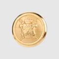 Premium-Messingknopf mit geprägtem Wappen und Kronendesign für elegante Kleidung - Antikgold / 15.0mm