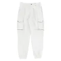 Men's white cargo jogger pants with multiple pockets and elastic cuffs detail view - M / Bottoms / White