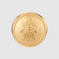 Premium gold brass metal button with embossed vintage heraldic crest design for clothing. - 15.0mm (24L) / Gold