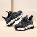 Baskets de sport pour enfants avec boucle rotative et maille respirante noir/vert - Noir