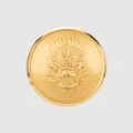 Premium round brass metal button featuring an embossed heraldic crest design for clothing - 15mm / Gold