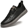 Classic men's retro black leather sneakers featuring a stylish casual low-top design - 38 / Skate Shoes (5100) / Black