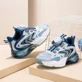 Scarpe sportive per bambini con fibbia rotante in rete nei colori blu e bianco - Grigio chiaro