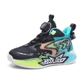 High-performance boys' breathable mesh basketball shoes featuring a convenient rotating buckle - 30 / Black
