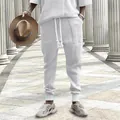 Stylish men's white cable-knit jacquard joggers with drawstring waist and cuffed ankles - S / Bottoms / White