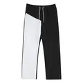 Pantalon décontracté bicolore noir et blanc asymétrique pour homme - S / Bas / Noir