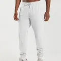 Detailed macro view of white drawstring jogger sweatpants with elastic cuffs for men - S / Bottoms / White