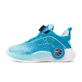 Zapatillas de baloncesto azules transpirables para niños con cierre de rosca - Azul Cielo