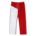 Vue de face d'un pantalon pour homme avec des empiècements bicolores rouge et blanc - S / Bas / Rouge