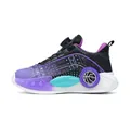 Zapatillas de baloncesto para niños en púrpura y negro con cierre rotativo ajustable - Negro morado
