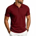 Polo de hombre burdeos de manga corta con un diseño de punto de gofre texturizado - S / Tops / Burdeos