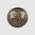 Antique brass metal button with crowned lion relief for blazers and coats - 15.0mm (24L) / Antique Bronze