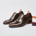 Premium brown leather Oxford shoes for men, British business style, formal dress shoes - 39 / Coffee