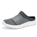 Lightweight breathable grey knitted mule clogs with thick white sole for casual wear - 36 / Dark Gray