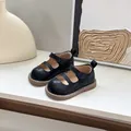 Κλασικά μαύρα δερμάτινα παπούτσια Mary Jane για μωρά με μαλακή σόλα - Μαύρο