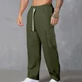Men's relaxed fit olive green corduroy cargo pants with elastic drawstring waist - S / Bottoms / Army Green