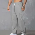Premium grey corduroy cargo pants for men featuring a loose fit and side utility pocket - S / Bottoms / Light Gray