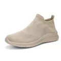 Sneaker slip-on da uomo in fly-knit kaki traspirante con suola leggera e confortevole - Cachi